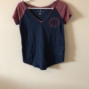 red and blue tee